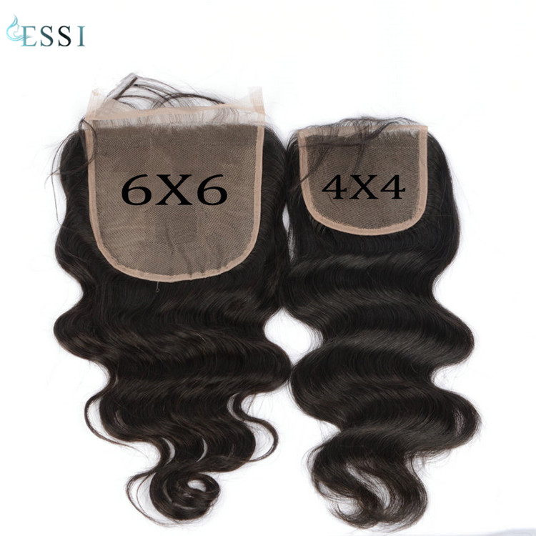 6x6 4x4 virgin human hair lace closure 2x6 body wave shipping wholesale with hair bundles